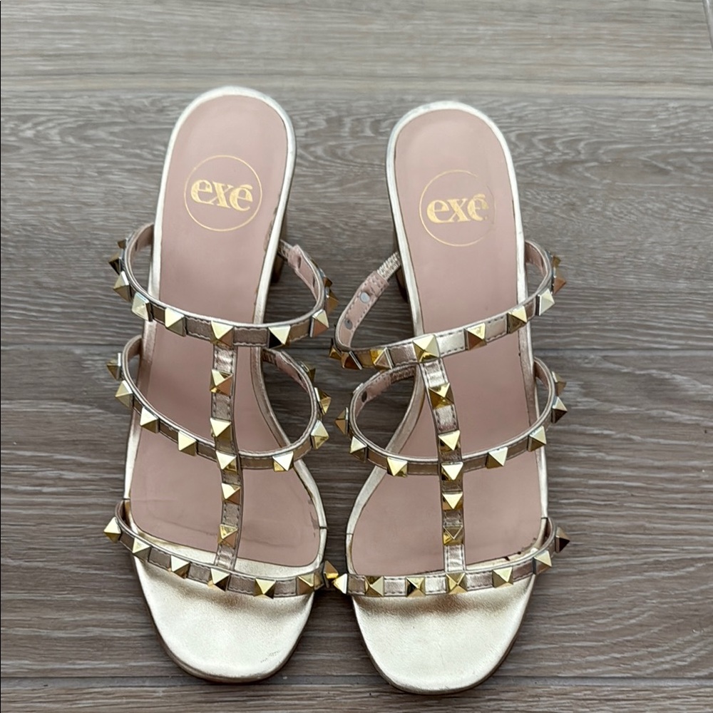 EXE Women's Gold Studded Sandals
